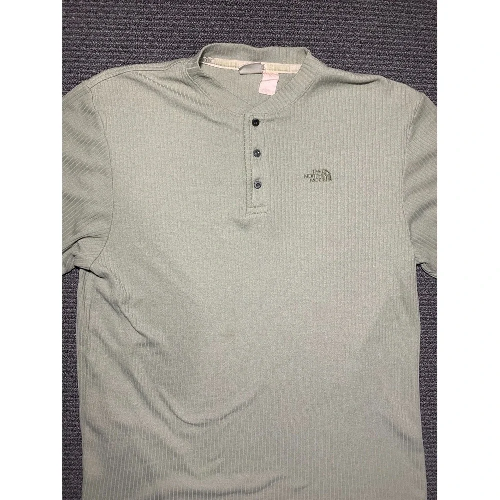 The North Face Henley Shirt Mens XL Green Waffle Knit Long Sleeve Pullover